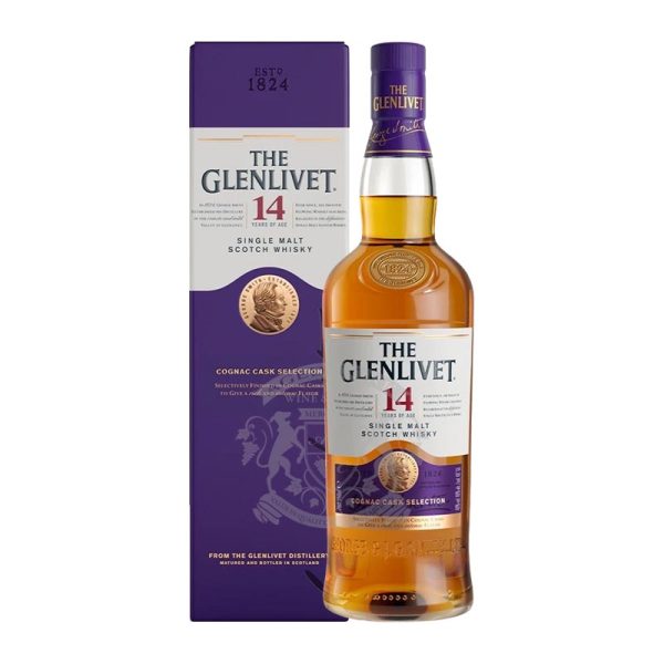 The Glenlivet Cognac Cask Selection 80 Proof Single Malt Aged 14 Year Scotch Whisky Bottle